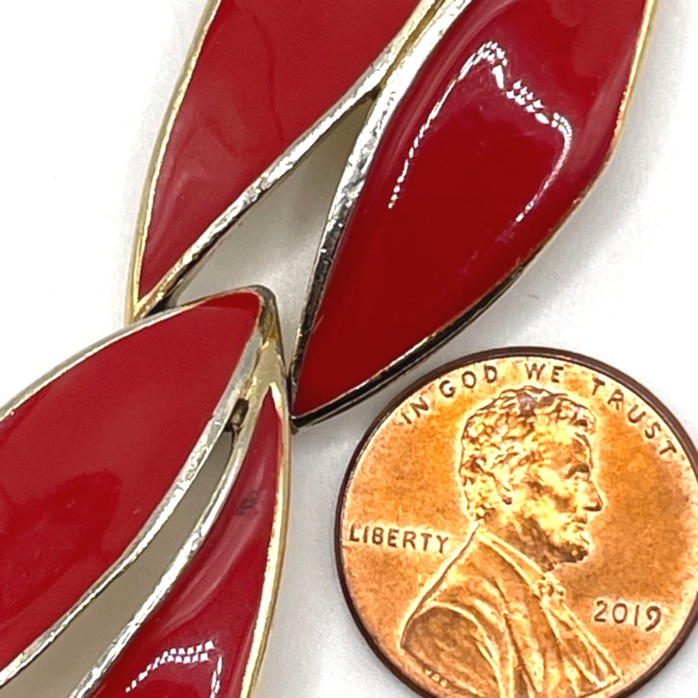 Trifari Signed Vintage Red Enamel Link Bracelet - Picture 13 of 13